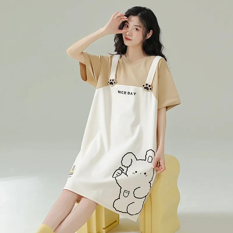 Matching Couple Pajamas Set For Men Cotton Sleepwear For Women Kawaii Homewear Bear Sleepdress Lover Nightgown Nightwear