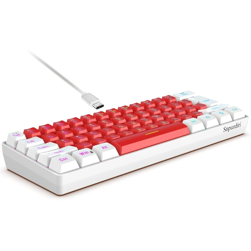 

USB Keyboard Lightweight Plastic Keyboard with 61 Keys RGB Light for PC Non-Mechanical Gaming Keypad Small Keyboards