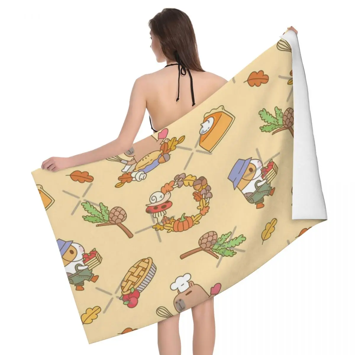 

Bubu The Guinea Pig, Fall And Pie 80x130cm Bath Towel Skin-friendly For Beach Personalised Pattern