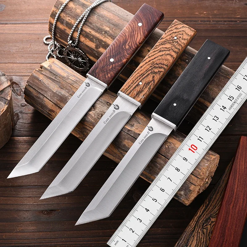 

Маленький прямой нож самурая с деревянной ручкой, красивое скрытое лезвие, Li Фруктовый нож, нож для хлеба, охоты, нож ручной работы