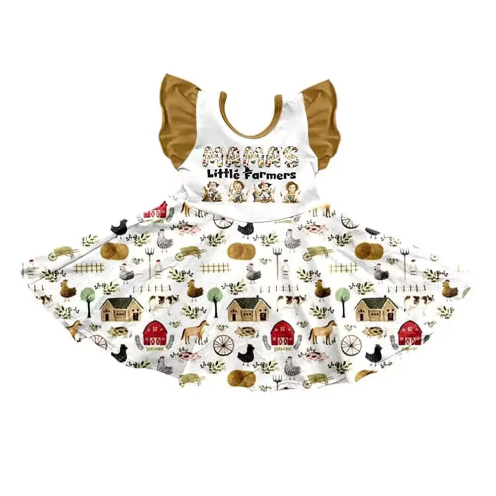 

Бутиковые платья с жемчужными рукавами для девочек, платья для маленьких фермеров, Детские милые платья для девочек, детские комбинезоны