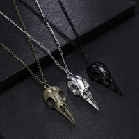 fashion stereo crow head skull pendant necklace chains present