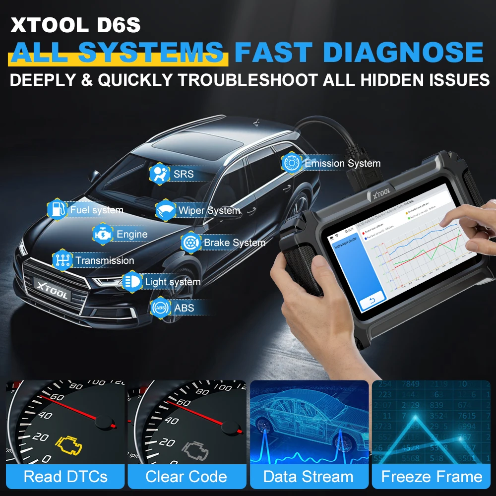 Фото D6S TPMS сброс инжектора, состояние 30 + отдыха, 12 В, 24 В, сканер, автомобильные диагностические инструменты, диагностическая машина OBDII для всех автомобилей №4