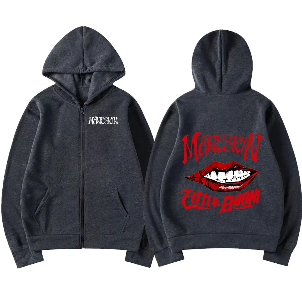 

Boy Clothes LOOSE Streetwear Italian Singer Maneskin Pullovers Tops Zipper Hooded Long Sleeve Men's Women's Sweatshirts