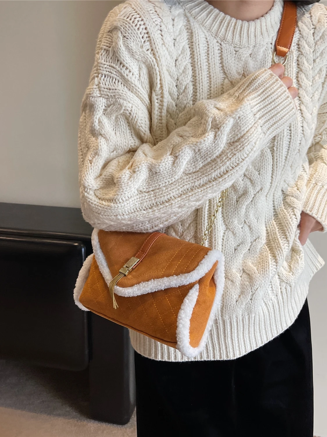 Корейский стиль женские плюшевые сумки через плечо дизайнерская брендовая