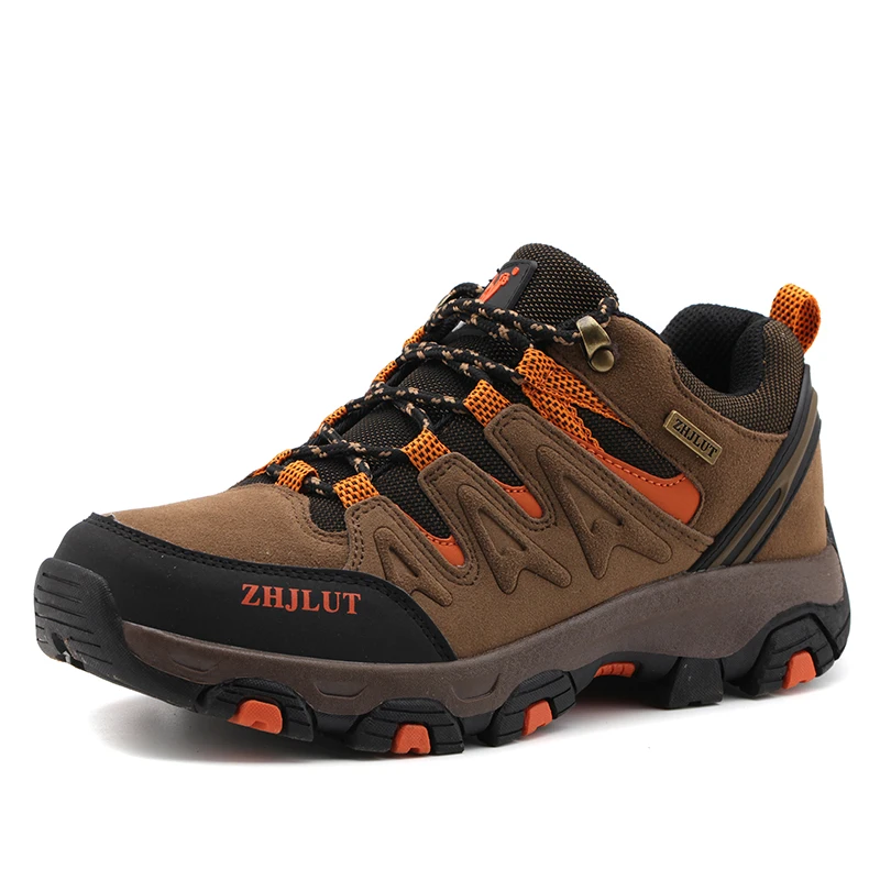 HIKEUP Men Hiking Shoes Climbing Male Sports Women Safety Toe Tactical Non-Slip Durable Trekking Sneakers Men‘s Leather Shoes