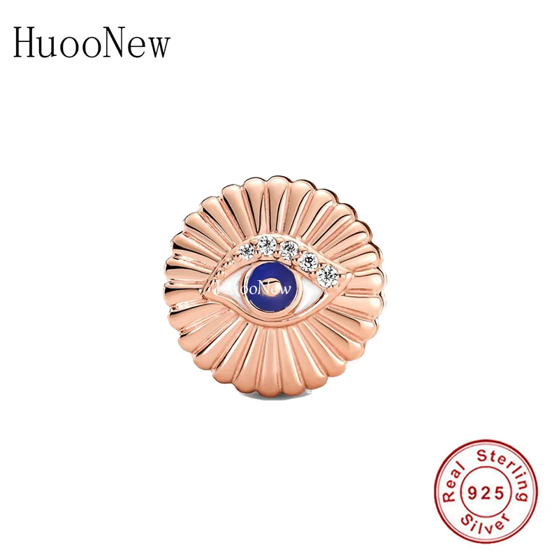

Fit Original Charm Bracelet Authentic 925 Sterling Silver Rose Gold Sunshine Devil Eye Bead For Making Women Berloque 2022 New
