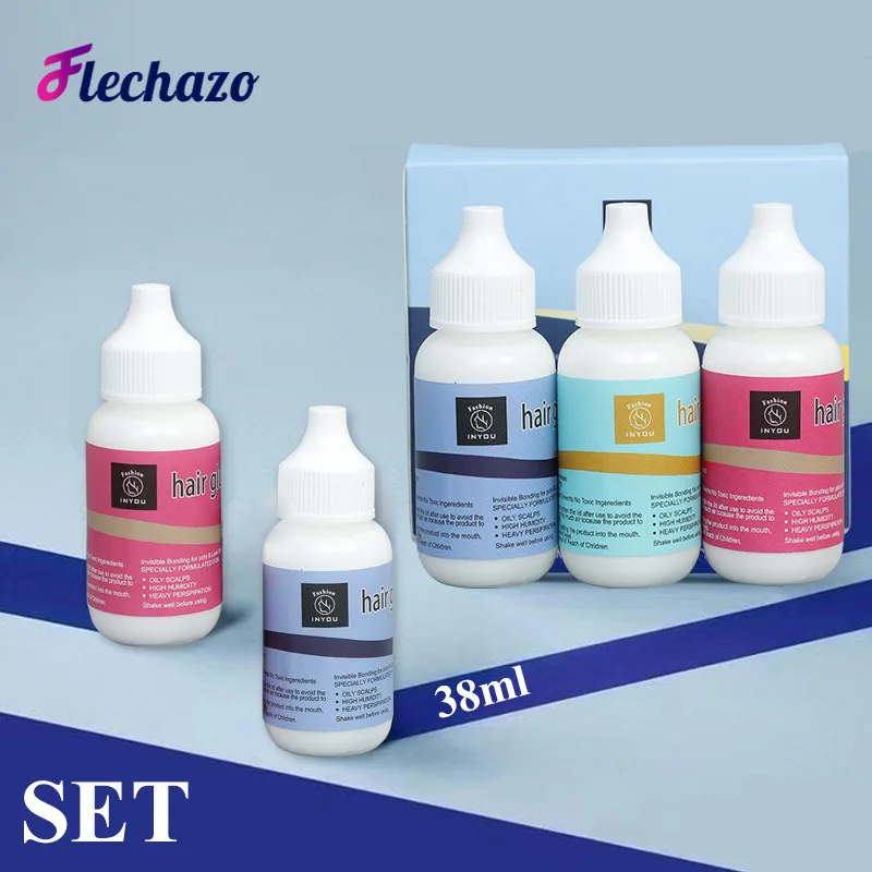 FLECHAZO Hair Replacement Adhesive Wig Glue New Box Package 1 2 3 Bottles Hair Bonding Glue for Poly and Lace Wigs Hairpieces