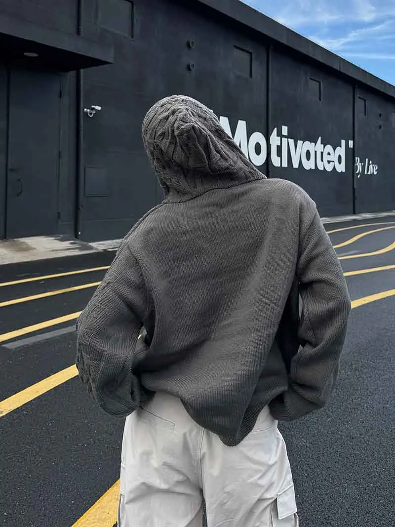 Асимметричный вязаный свитер в стиле пэчворк хип-хоп пуловер оверсайз топы для