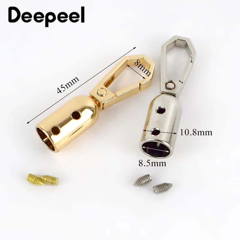4/10pcs 8.6*46mm Handbag Tassel Cap Clasp Hook Connector Bag Hanger Metal Buckles Bags Strap Stopper Cord Lock DIY Accessories