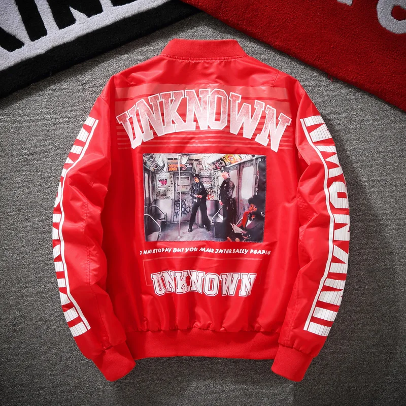 

Spring Autumn Fashion Bomber Pilot Jacket Men Punk Hip Hop Jacket Letter Casual Print Youth Couple Coat Streetwear Windbreaker