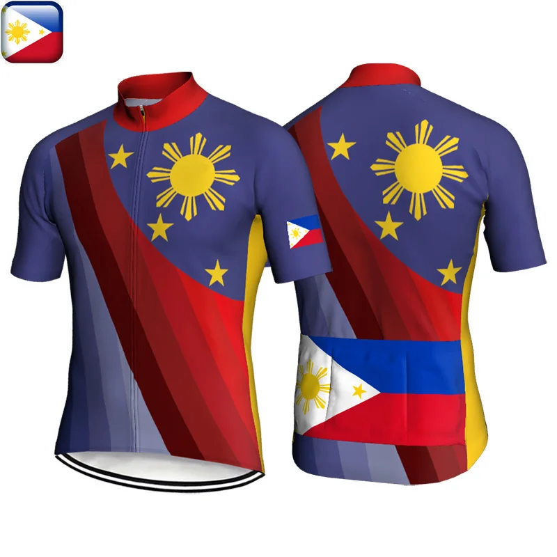 Philippines Cycling Jacket Short Sleeve Sweater Bike Road Shirt Bicycle Top Downhill Wear Racer Vintage Jersey Cycline Baseball