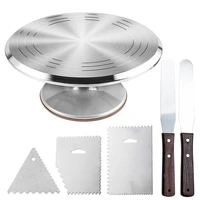 6pcsset turntable cake decoration accessories set rotating cake stand tools metal stainless steel pastry spatula scraper