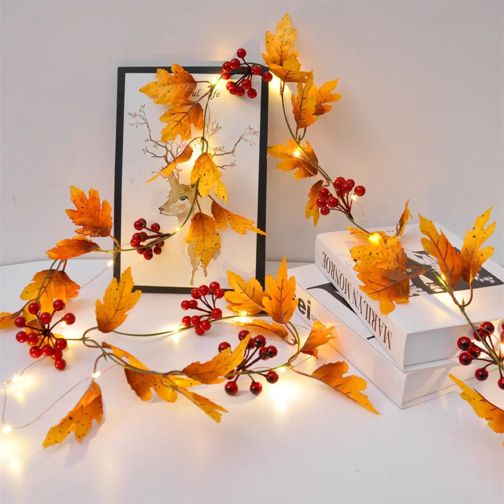

2M 20 Led Thanksgiving Day Holiday String Light Maple Leaves Indoor Decoration for Christmas,Wedding Battery Powered