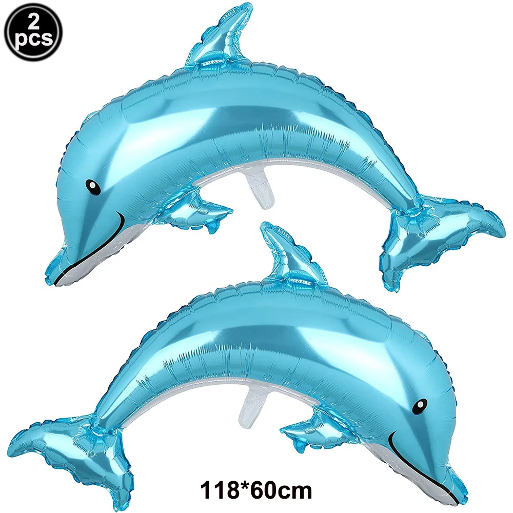 

2Pcs Jumbo Dolphin Shape Splash Giant Foil Mylar Balloons Under The Sea Balloon for Wedding Birthday Baby Shower Party Decor