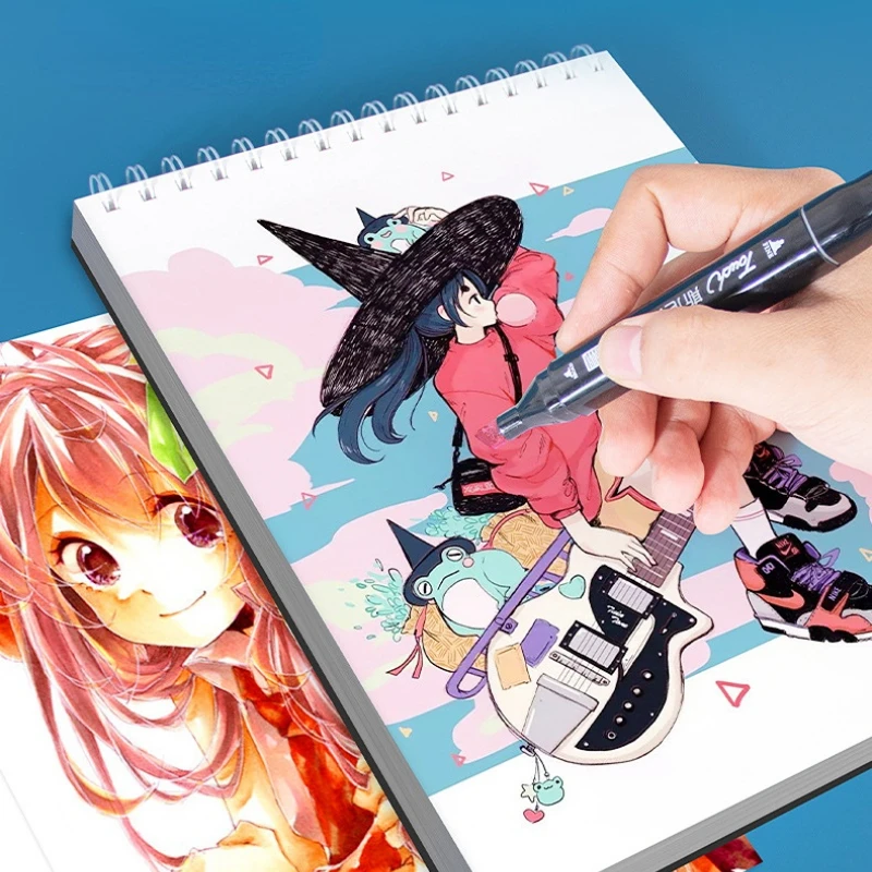 

A5/A4/A3 50 Sheets of Thickened Paper Sketchbook Student Art Painting Marker Pen Coil This School Supplies