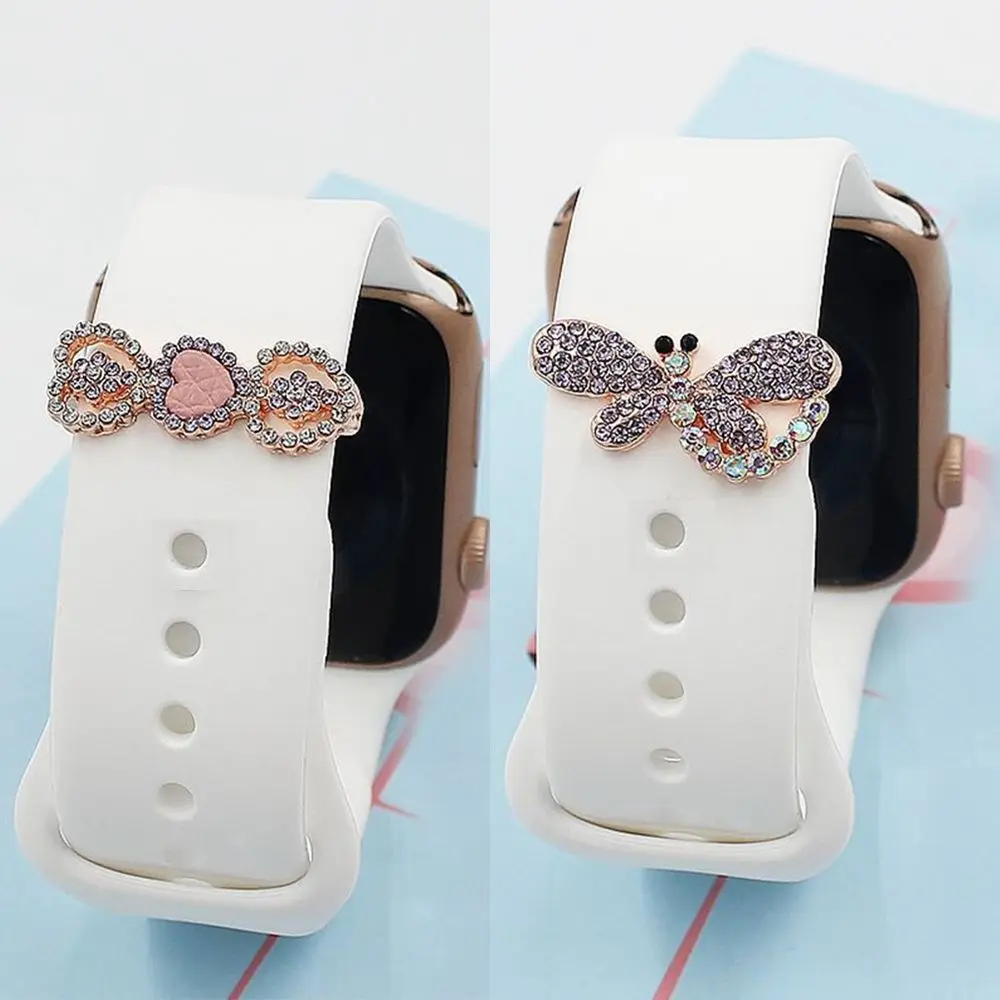 

Украшение-кольцо для часов Apple watch, силиконовый спортивный браслет, очаровательные декоративные гвозди для смарт-часов Samsung, браслет