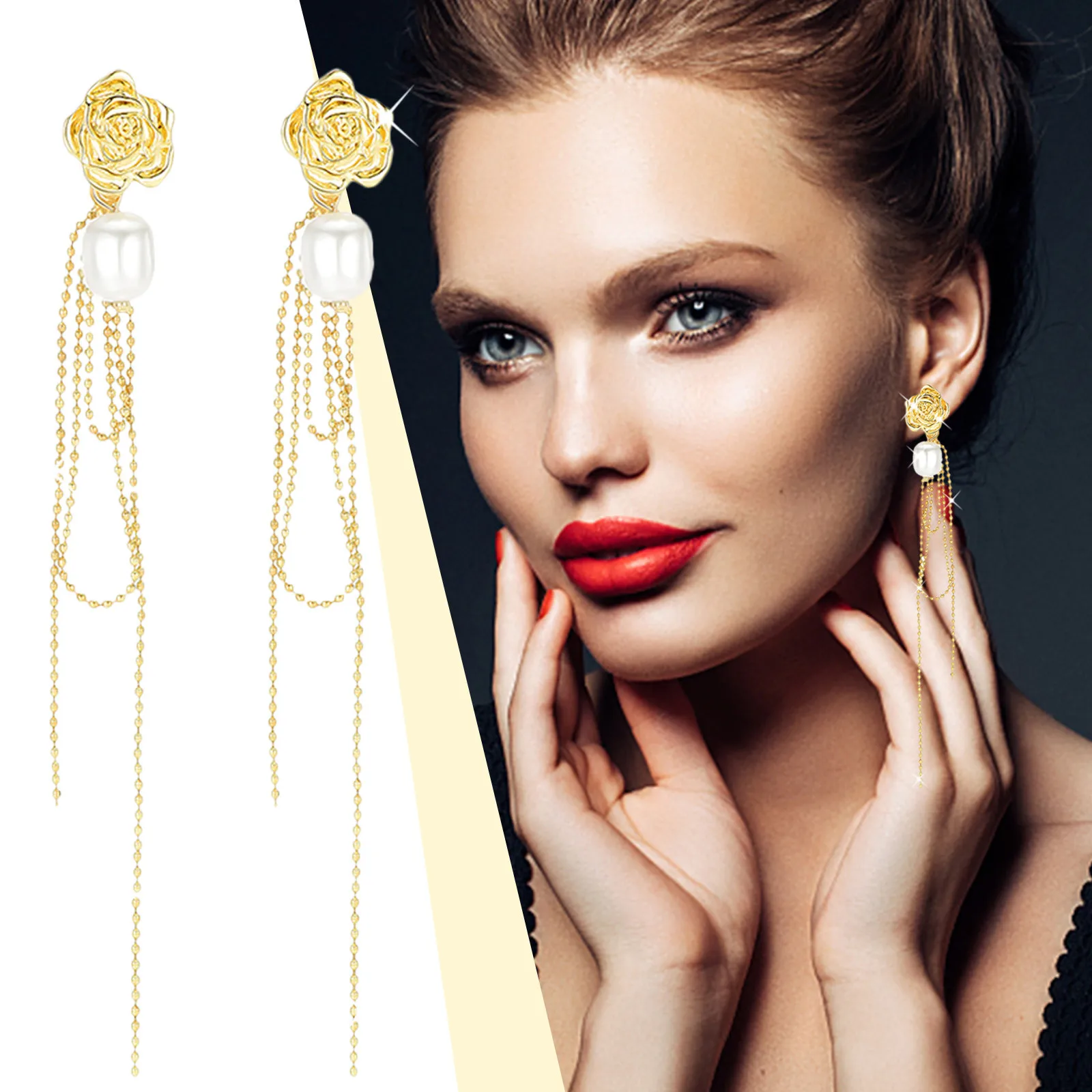 

Fashion Earrings Creative Flower Pearl Trend Long Earrings Party Earrings Dress Earrings 1928 Jewelry