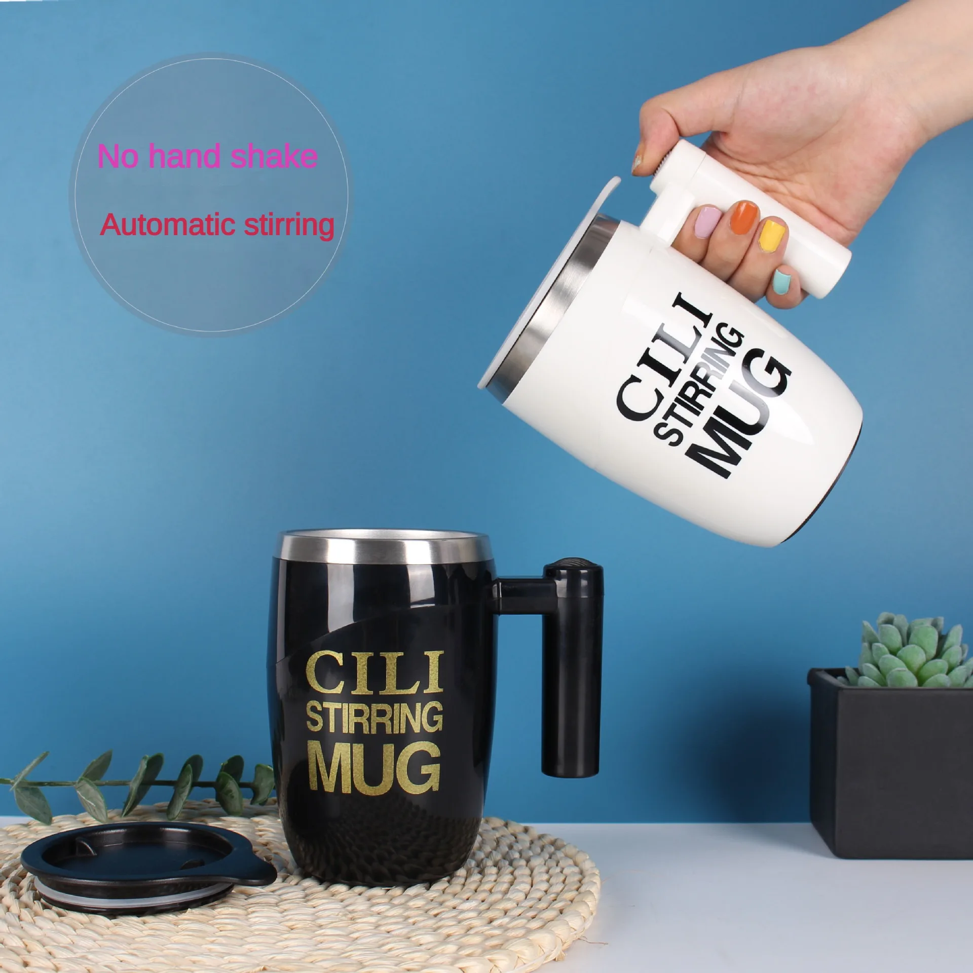 

400ML Self Stirring Mug Stainless Steel mix Coffee tea Cup with Lid Automatic Electric Lazy Coffee Milk Mixing auto stirring mug