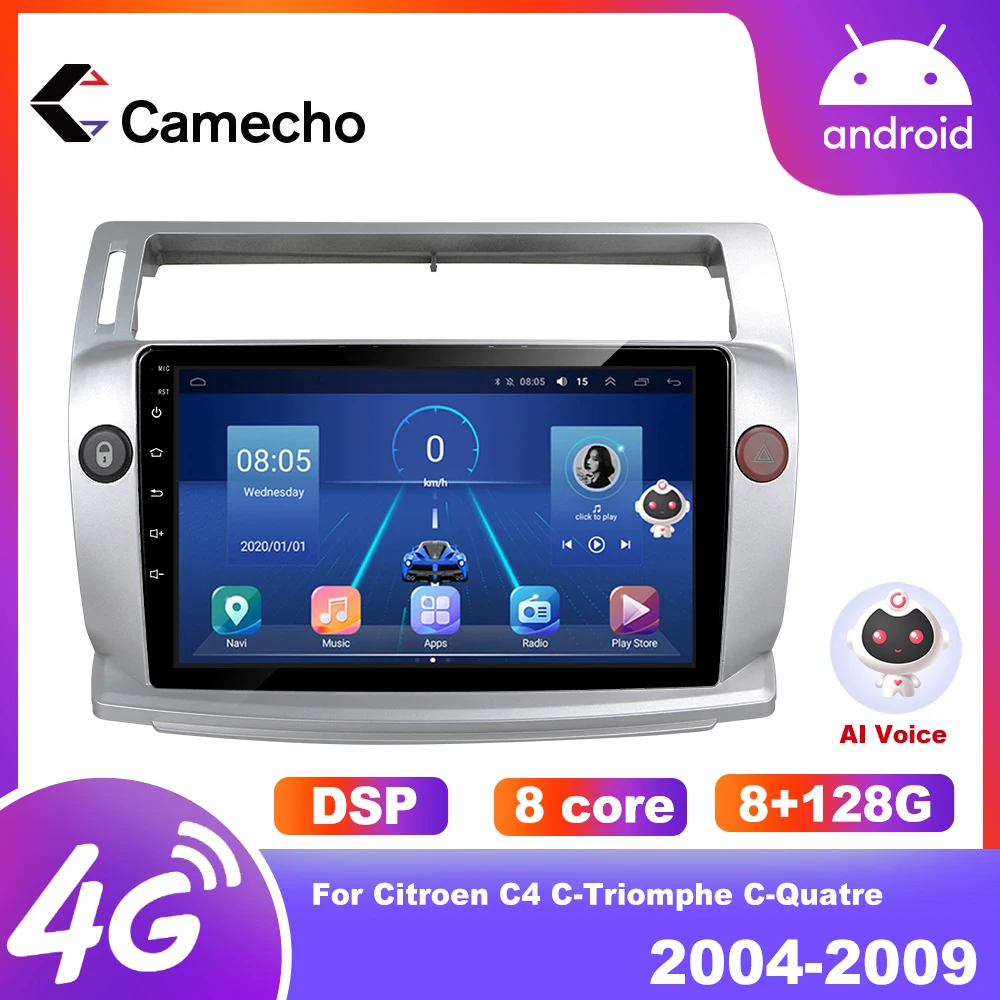 

Camecho 2din Android Car Radio for Citroen C4 C-Triomphe C-Quatre 2004-2009 Multimidia Video 4G Carplay RDS DSP GPS Navigaion