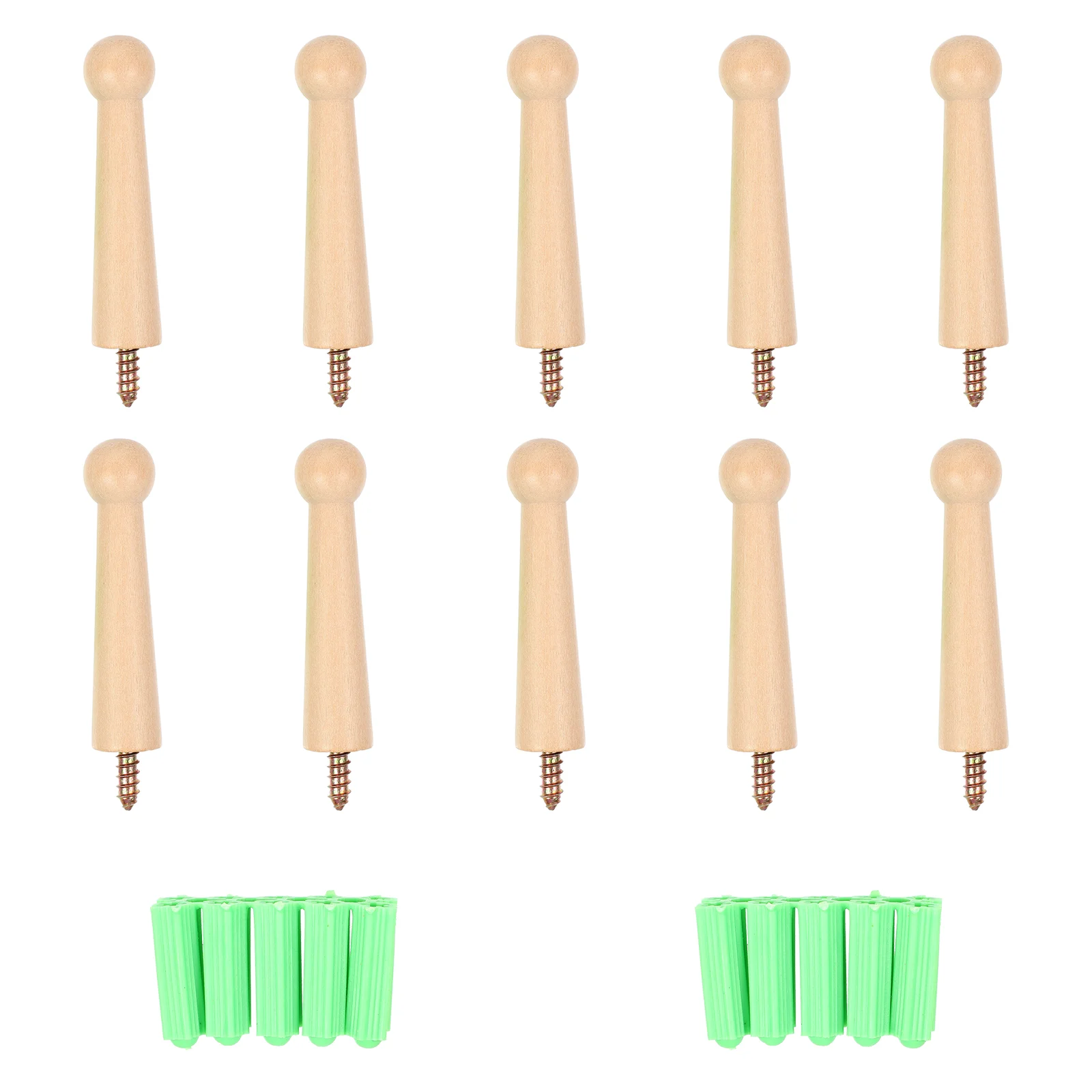 

10Pcs DIY Natural Wooden Coat Hooks Wall Mounted Vintage Organizer Hangers