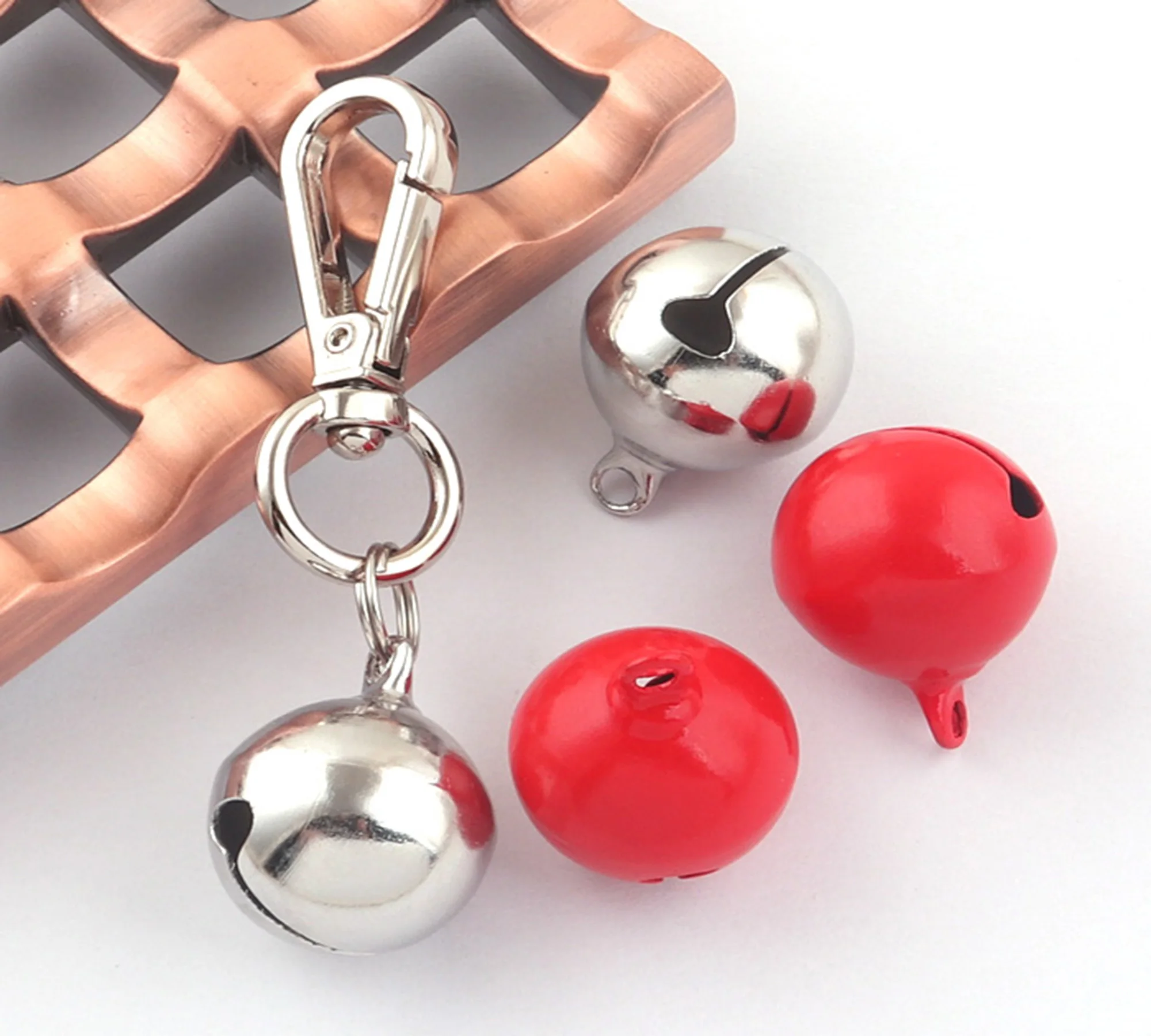 

Jewelry Bell Charms,Christmas Decor Charms,Silver/Red Jingle Bell,Cat Collar Bell,Round Bell,Craft Bells,Holiday Decorative-20mm