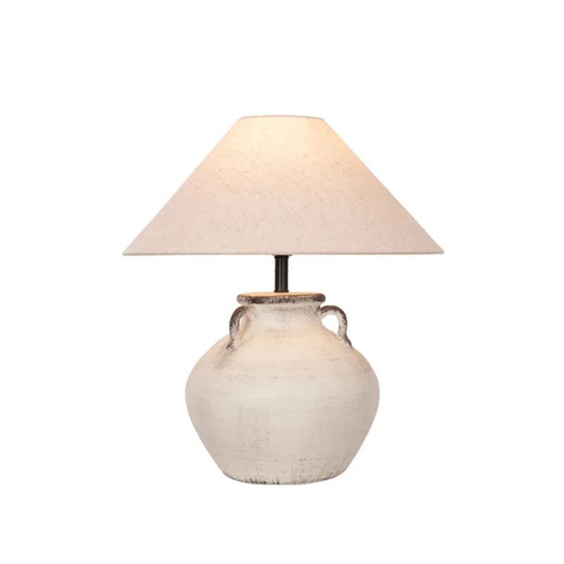 

Wabi Sabi Series Table Light With Fabric Lampshade Japanese Retro Art Decor Ceramics Table Lamps For Home Hotel Bedroom Tea Room