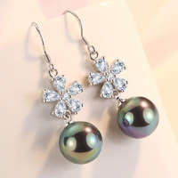 fashion temperament zircon flower pearl earrings for women 925 sterling silver ear jewelry lady eardrops engagement accessories