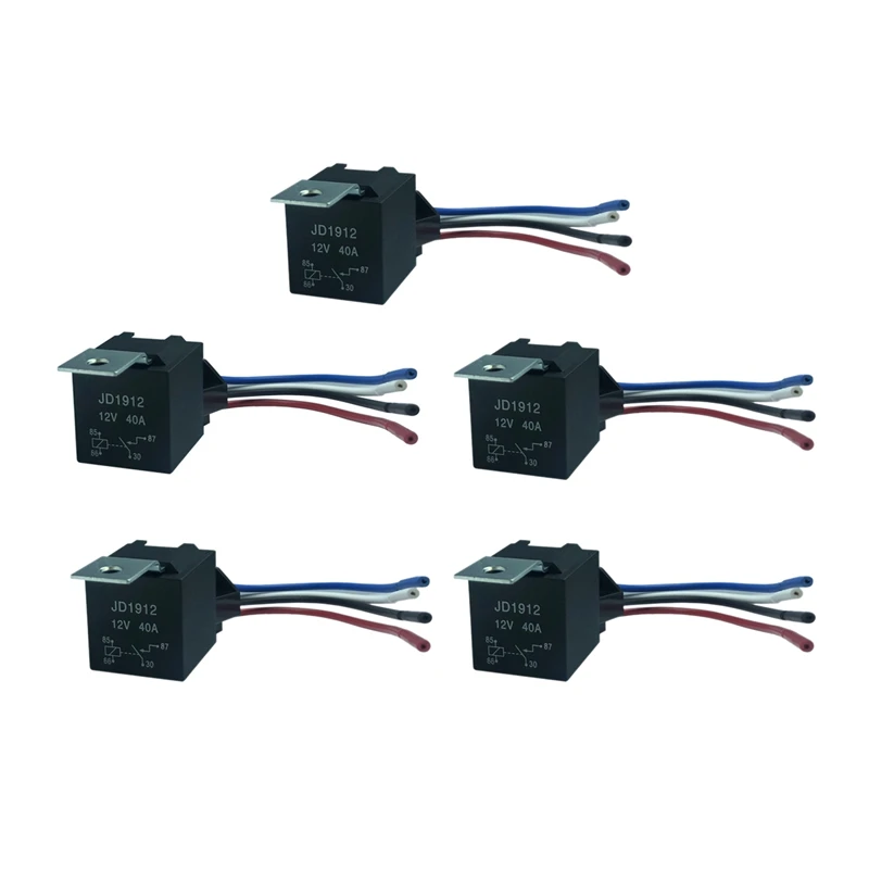 5 шт. автомобильное реле Dc 12 В 40 А Spst 4 контакта провода