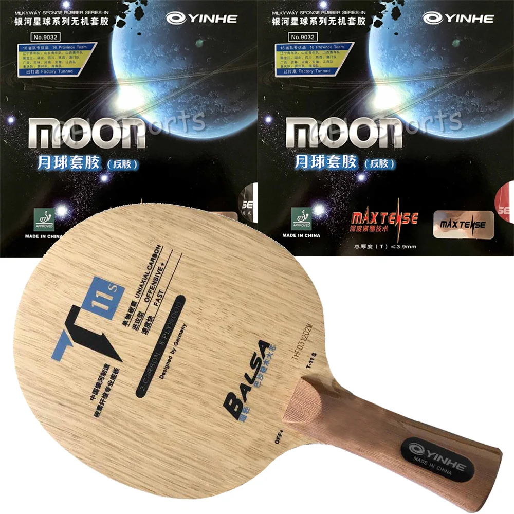 Pro Combo Racket Yinhe T11S T-11S Table Tennis Blade with 2Pieces Yinhe Moon Factory Tuned Pips-in PingPong Rubber With Sponge