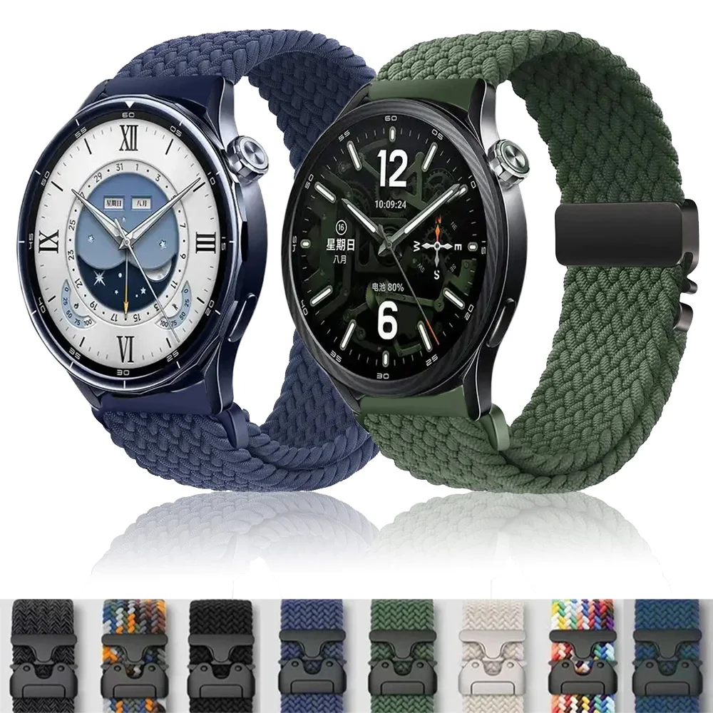 Фото Нейлоновый плетеный ремешок для Xiaomi Watch 5 S5 S4 S3 S2 S1 Color 2-1 S4 Sport с парашютной пряжкой и петлей, ремешок для OPPO Watch X/X2/X3/S Correa №1