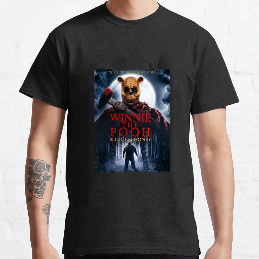 Winnie the Pooh Blood and Honey Trendy T-shirt Oversized Graphic T-shirt Goth Streetwear Cotton O-neck Men's Tee