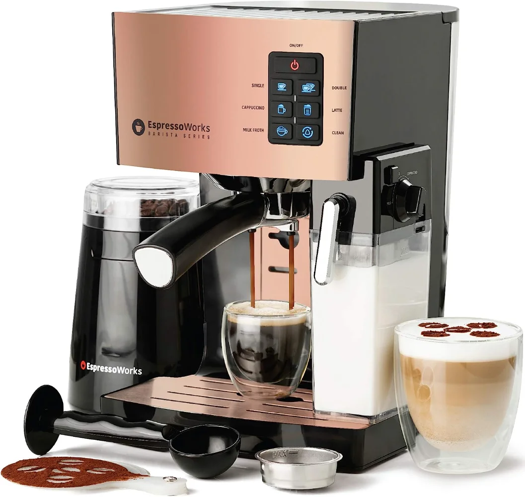 Espresso & Cappuccino Maker- 19 Bar Pump - 10 Pc AllInOne Es