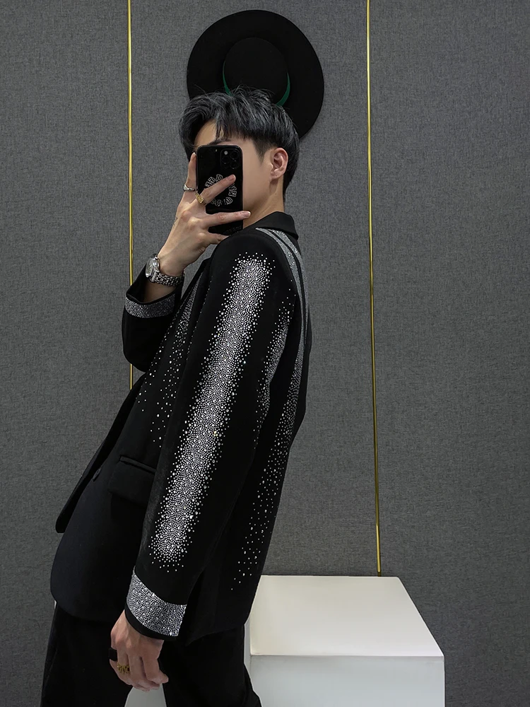 Мужской модный блейзер с длинным рукавом свободный черный пиджак в Звездном