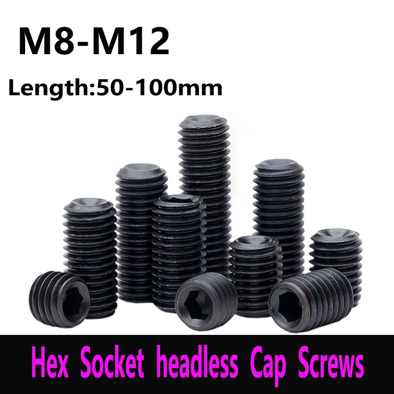 

DIN916 Socket Head Socket Set Screw with Recessed End Base/Machine/Top Thread Headless Screw M8-M12 5PCS