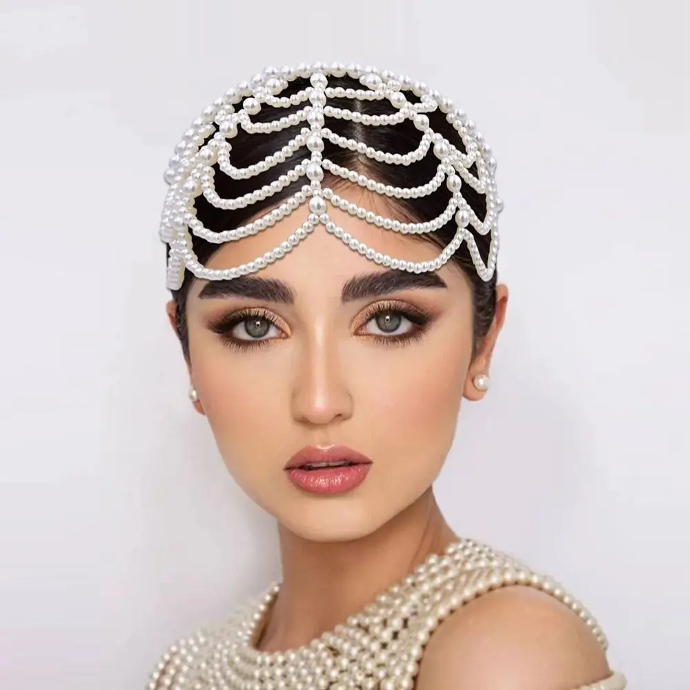 

Bridal Luxury Elegant Headdress Hair Hoops Jewelry Hoop Tassel Hairwear Pearls Hair Bands