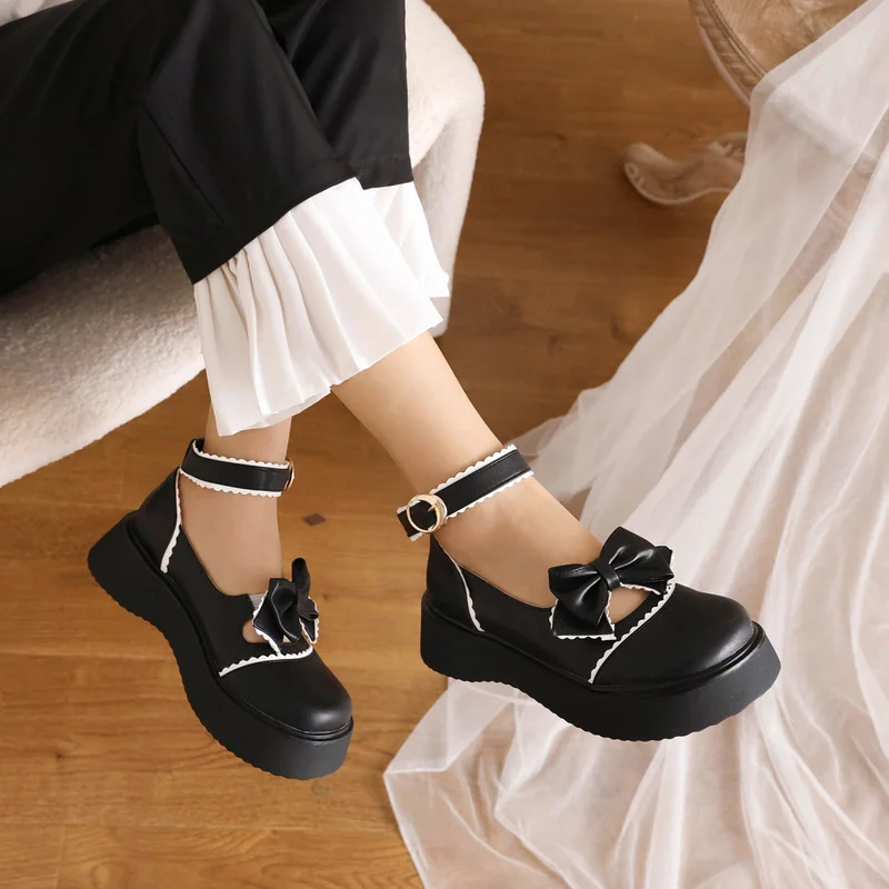 

Women Sweet Bow High Heels Shoes High Heel Shoes Platform Bottom White Work Shoes Women Dress Wedding Shoes Big Size 43