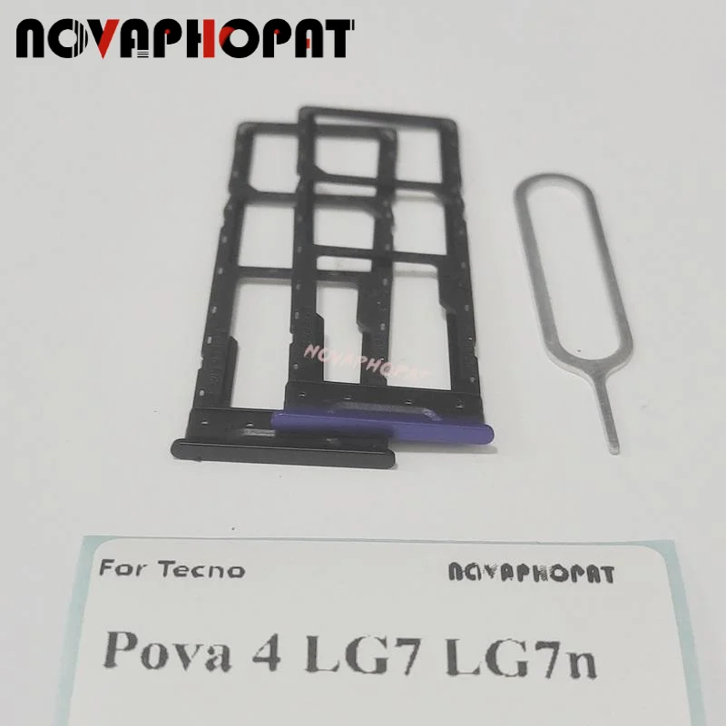 

Novaphopat Brand New SIM Card Tray For Tecno Pova 4 LG7 LG7n SIM Holder Slot Adapter Reader Pin