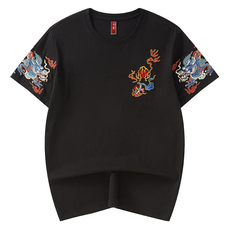 

Hip Hop Oversized Streetwear Short Sleeves T-shirt Embroidery Harakuju Casual Top Tees Black White