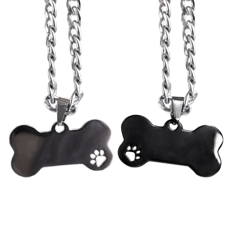 

Dog Footprints Bone Pendant Necklace Simple Choker Thick Chain Necklace Jewelry