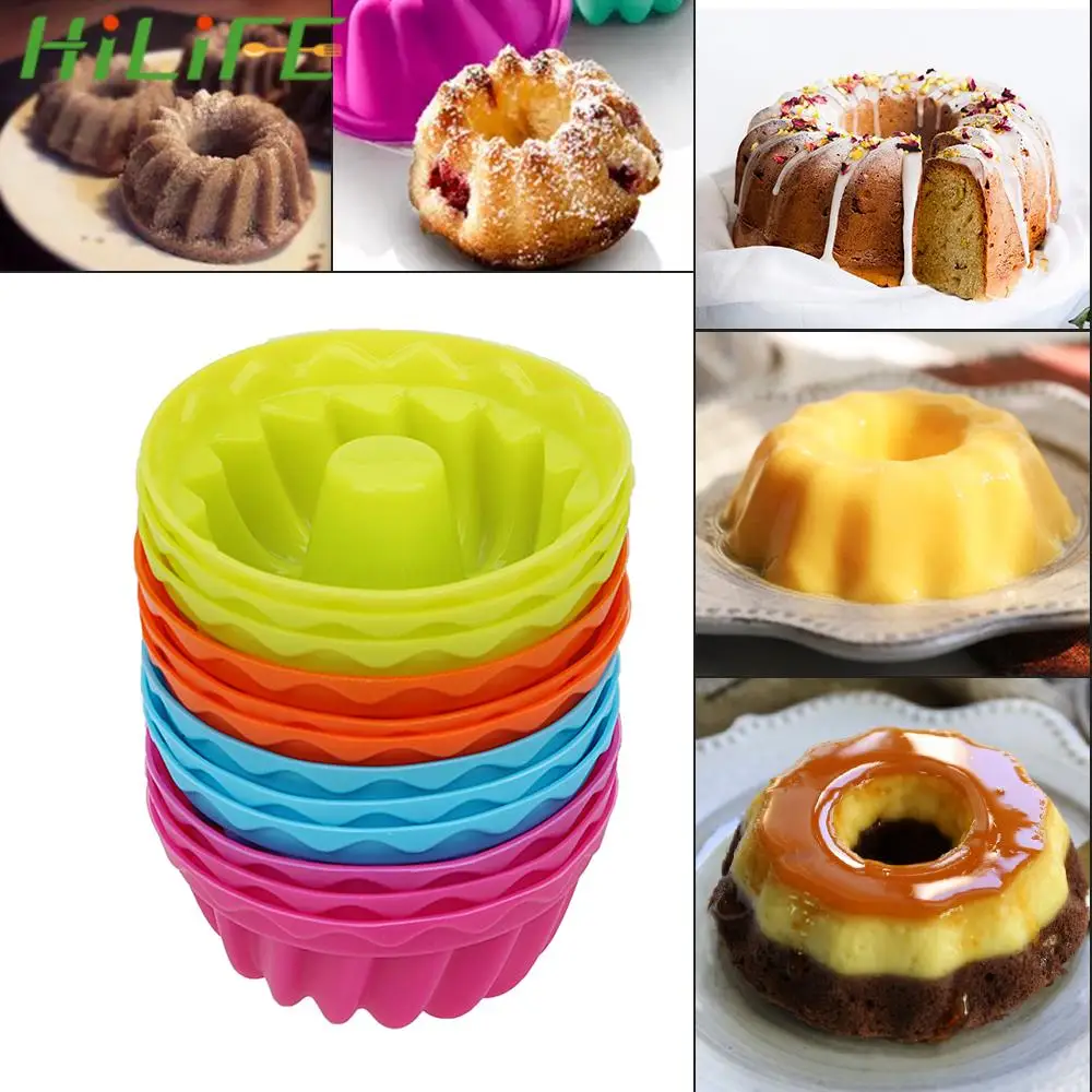

HILIFE 12Pcs/set Non-Stick Silicone Pudding Cupcake Muffin Donut Mold Baking Jelly Mould Thread Shape