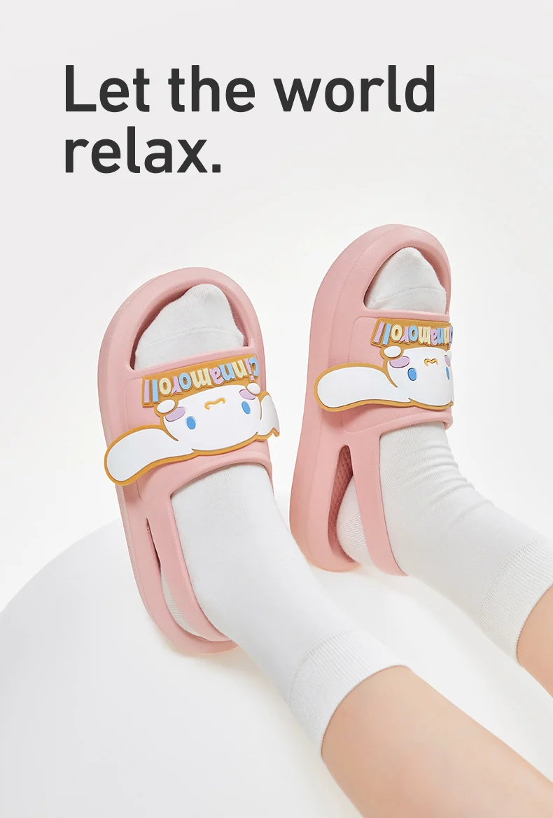 Фото Сандалии Sanrio для девочек, милые босоножки с мягкой подошвой, с изображением персонажа из аниме Kuromi Cinnamorol, не скользят, на улице №2
