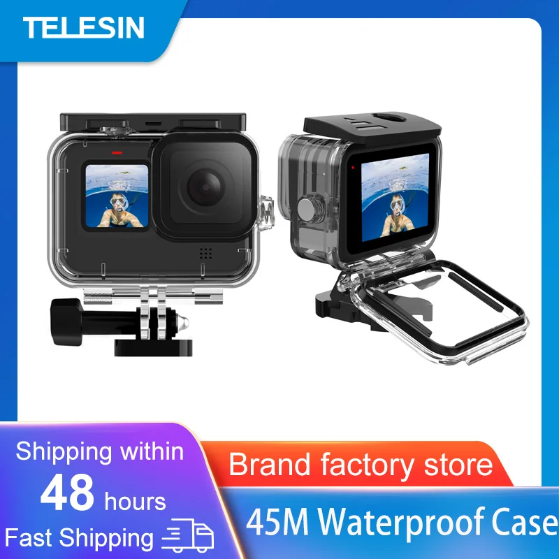 TELESIN 45 м водонепроницаемый корпус для Gopro Hero 10 9 черный Дайвинг Защитная подводная