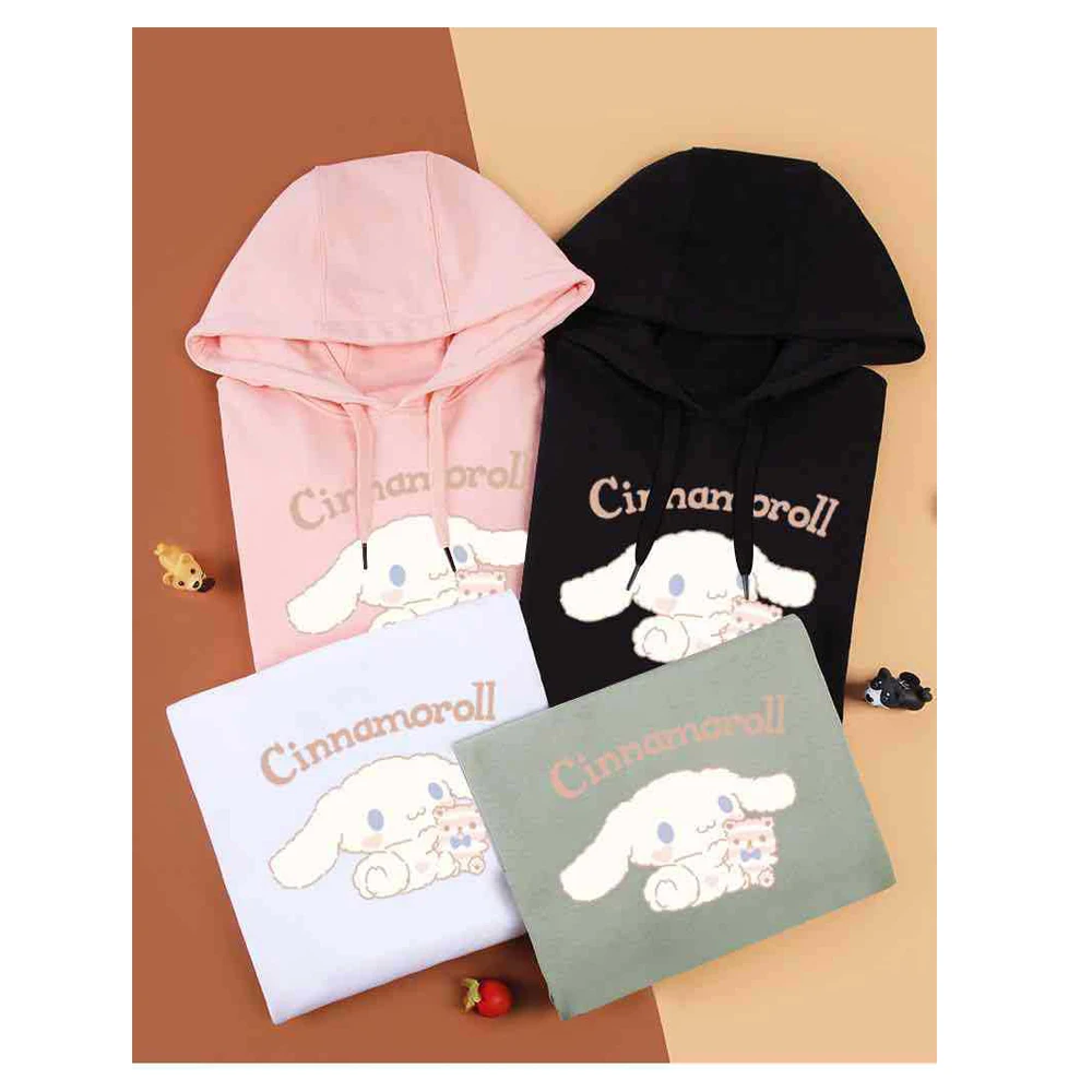 

Ins Kawaii Sanrios Cinnamoroll Cute Cartoon Anime Cotton Print Loose Version New Hooded Long-Sleeved Top Sweater One Size