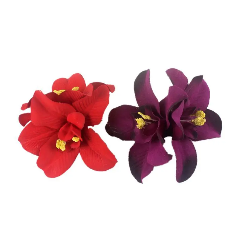 Hawaii Orchid Flowers Hair Clips Bridal Colorful Barrette Tropical Beach Wedding Flower Women Holiday Hairclip Hairpin Accessory images - 6