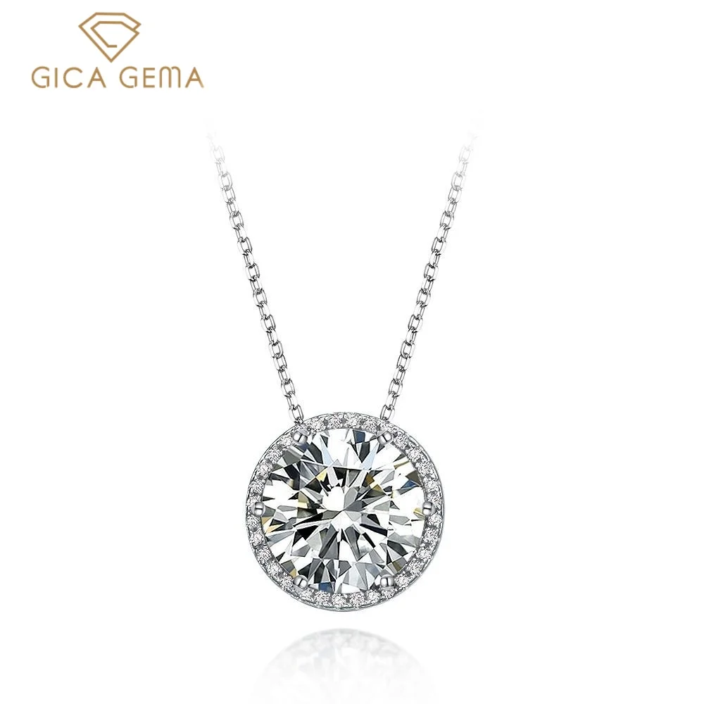 

Gica Gema 925 Sterling Silver D Color 11mm High Carbon Diamond Pendant Necklace For Women Sparkling Wedding Party Fine Jewelry