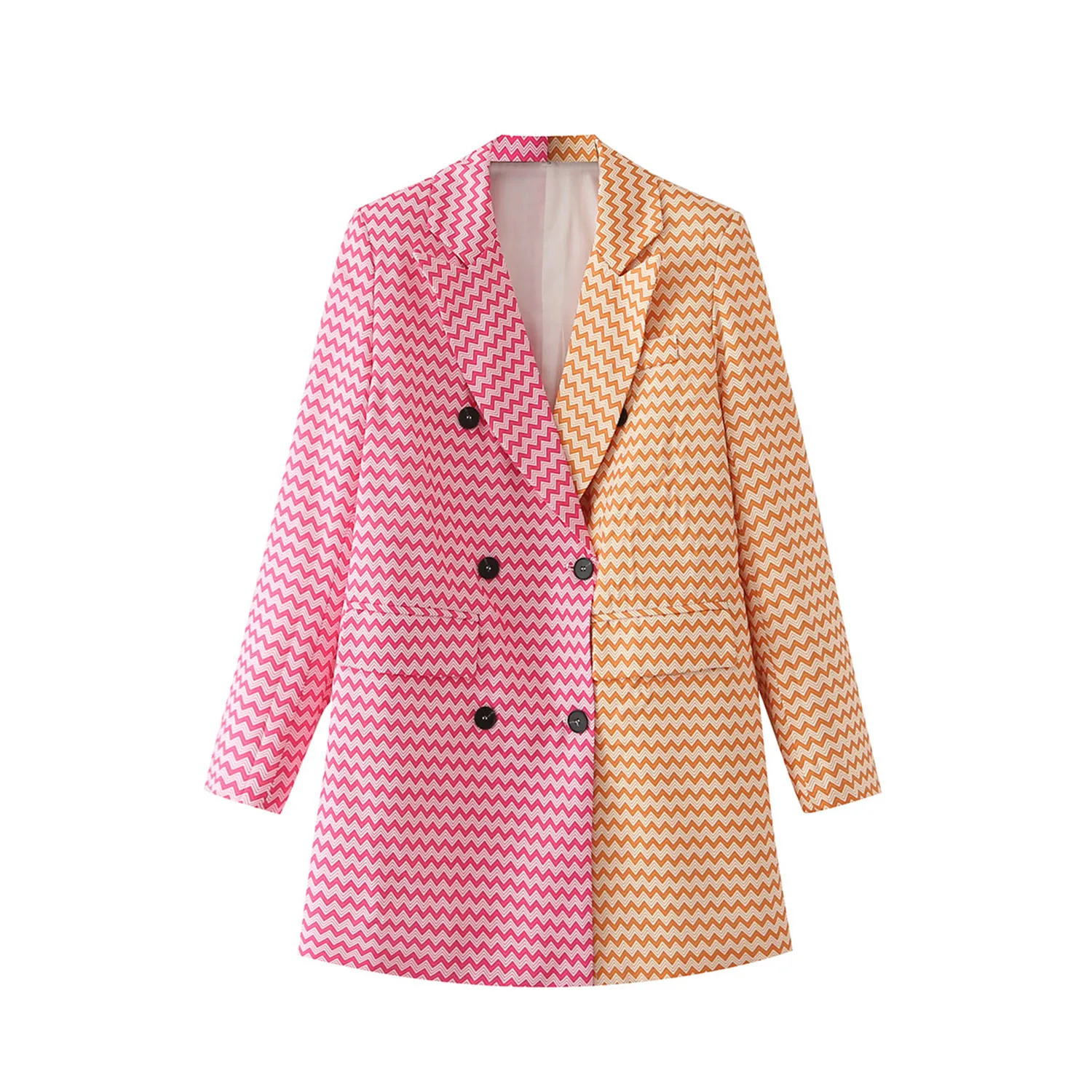 

Chic Office Lady Long Patchwork Blazers For Women Elegant Stylish Coats 2023 Women's Long Sleeve Double Breasted Slim Blazer