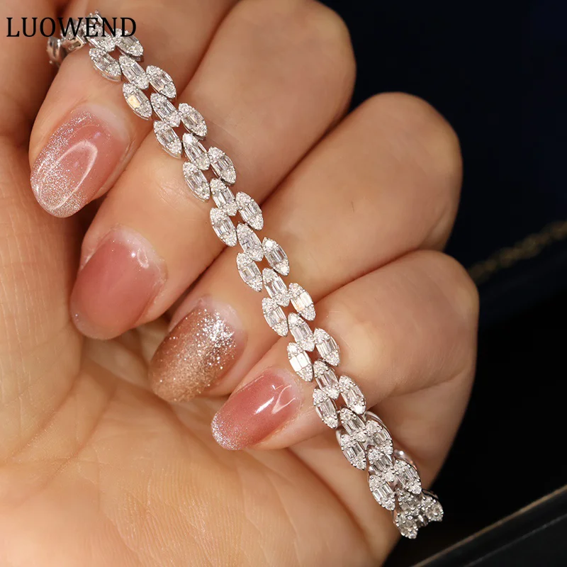 Браслет LUOWEND из белого золота 100% пробы