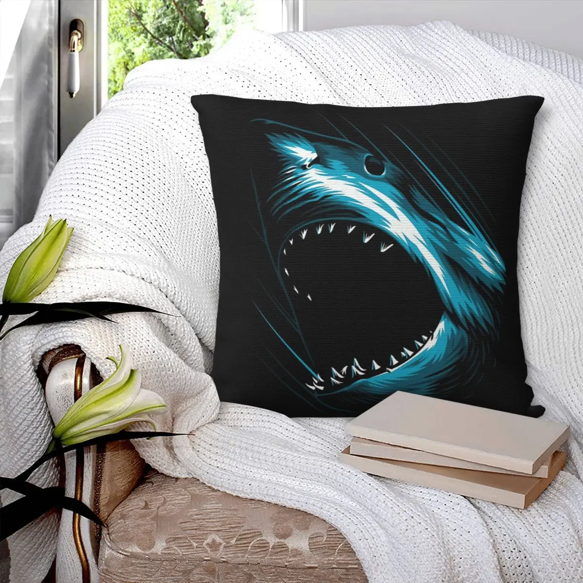 

Megalodon Attack Pillowcase Printed Cushion Cover Sofa Waist Pillow Pillow Cover