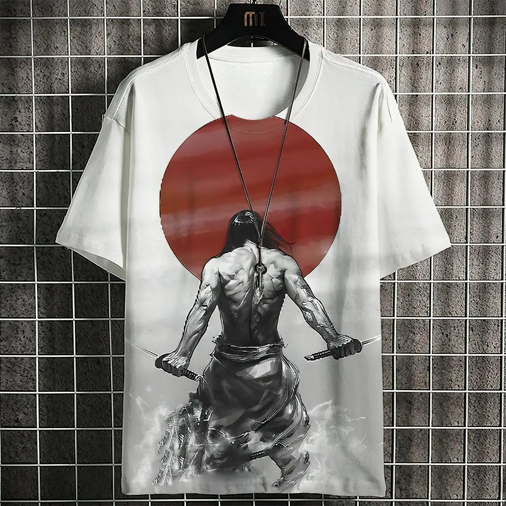 

Японская рубашка самурая, Мужская футболка, одежда в стиле Харадзюку, летний пуловер с круглым вырезом, уличная одежда в стиле хип-хоп, Мужская Повседневная Толстовка Оверсайз